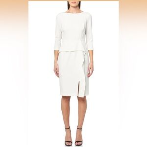 NWT Vince Camuto Womens 3/4 Sleeve High Neck Cascade Detail Sheath Mini Dress